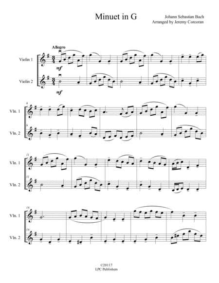 Minuet In G For Two Violins Page 2