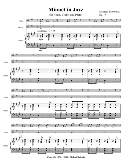 Minuet In Jazz For Flute Violin And Piano Page 2