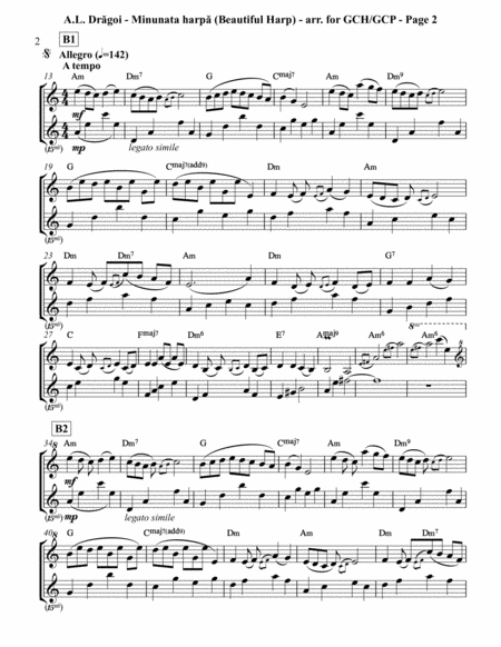 Minunata Harp Beautiful Harp Musical Miniature Variant For G Clef Harp Piano Gch Gcp Solo In A Minor Page 2