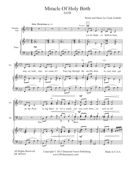 Miracle Of Holy Birth Satb Christmas Epiphany Anthem Beautiful Haunting Melody Intermediate Level Page 2