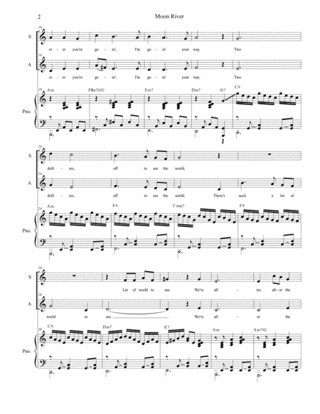 Moon River For 2 Part Choir Sa Page 2