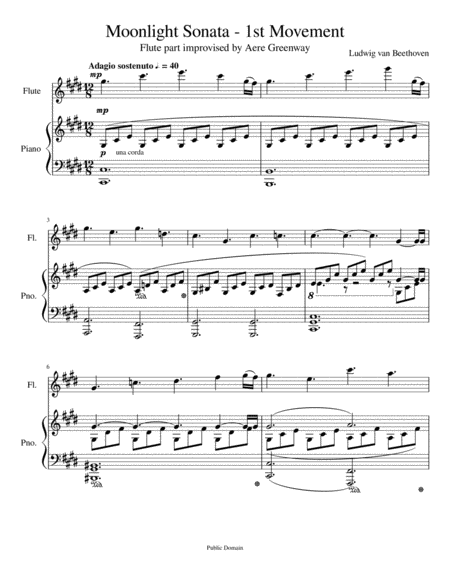Moonlight Sonata 1st Movement A Duet For Flute And Piano Page 2
