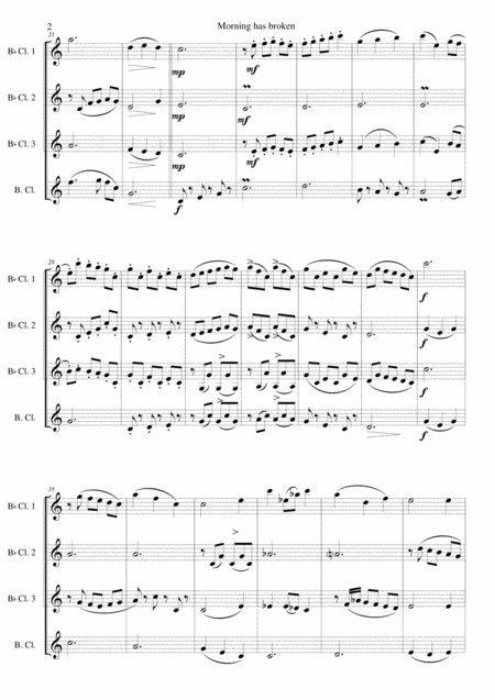 Morning Has Broken Bunessan For Clarinet Quartet 3 B Flats And 1 Bass Page 2