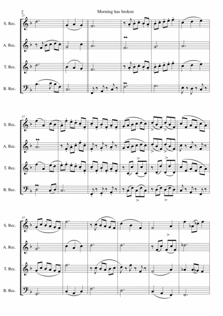 Morning Has Broken Bunessan For Recorder Quartet Page 2