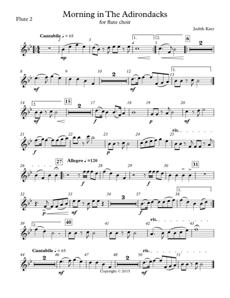 Morning In The Adirondacks For Flute Choir Parts Page 2