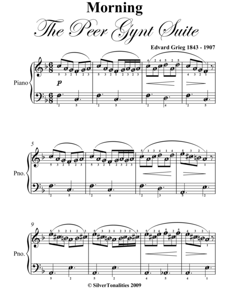 Morning Peer Gynt Suite Easy Piano Sheet Music Page 2