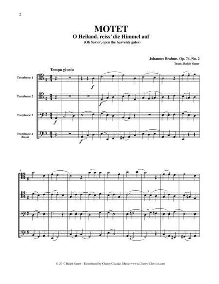 Motet O Heiland Reisbach For 4 Part Trombone Ensemble Page 2