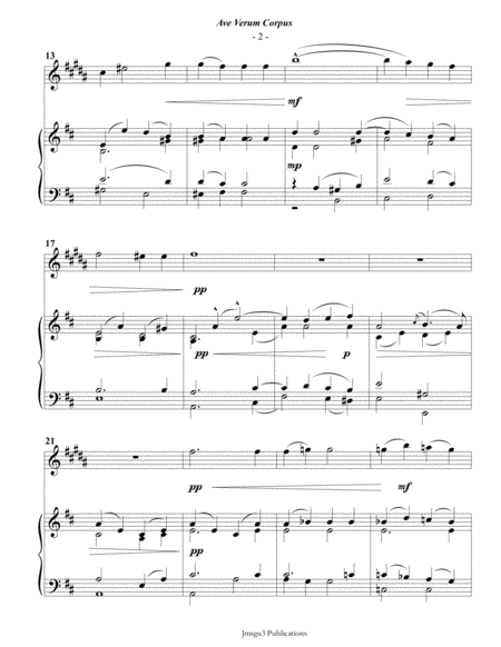 Mozart Ave Verum Corpus For Baritone Sax Piano Page 2