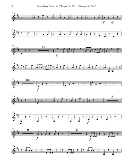 Mozart Symphony No 41 Jupiter Movement I Trumpet In Bb 2 Transposed Part K 551 Page 2