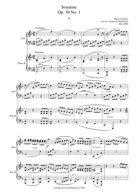 Muzio Clementi Sonatine Op 36 No 1 Second Movement For 2 Pianos Page 2