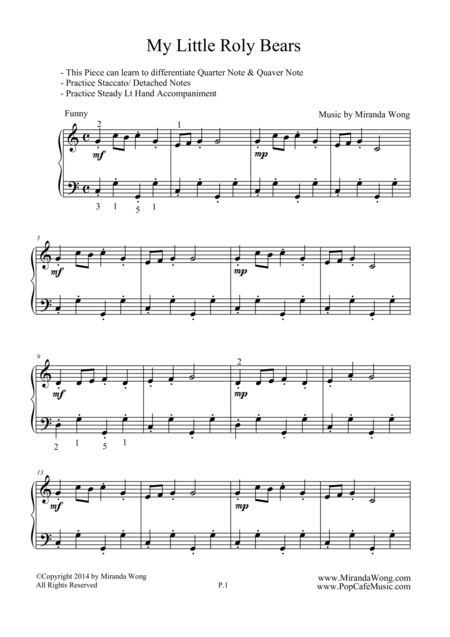 My Little Roly Bears Easy Piano Solo In C Key Page 2