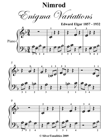 Nimrod Enigma Variations Beginner Piano Sheet Music Page 2