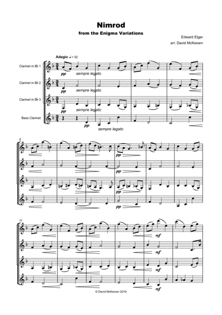 Nimrod From The Enigma Variations By Elgar For Clarinet Quartet Page 2