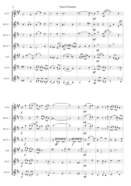 Noel Di Gautier Gautiers Christmas For Clarinet Choir Page 2