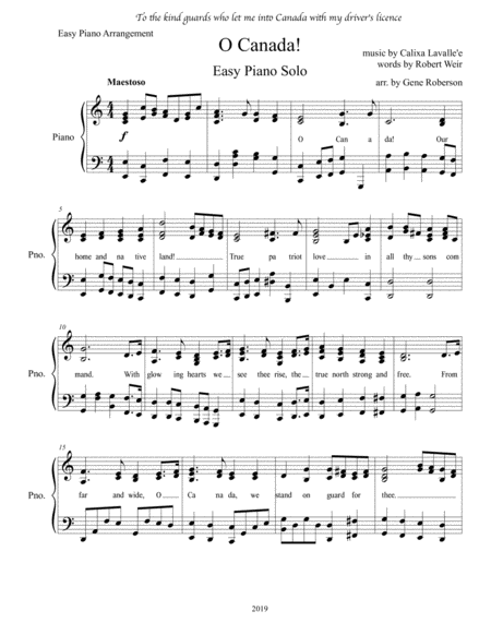 O Canada Intermediate Advanced Piano Page 2