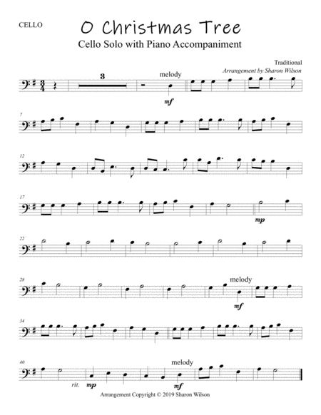 O Christmas Tree Easy Cello Solo With Piano Accompaniment Page 2