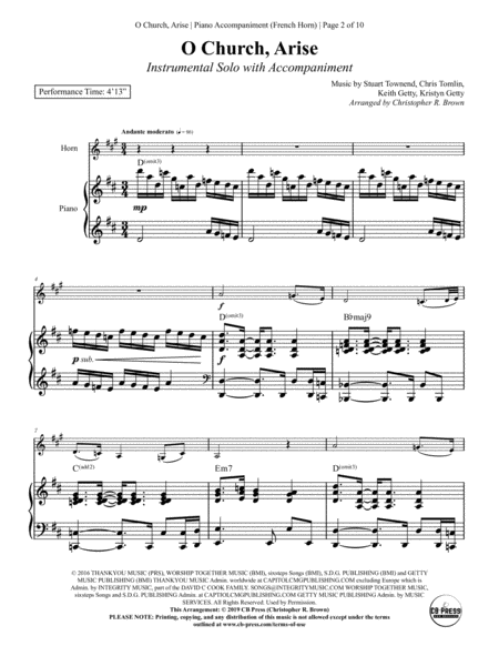 O Church Arise Arise Shine Horn Solo With Piano Accompaniment Page 2