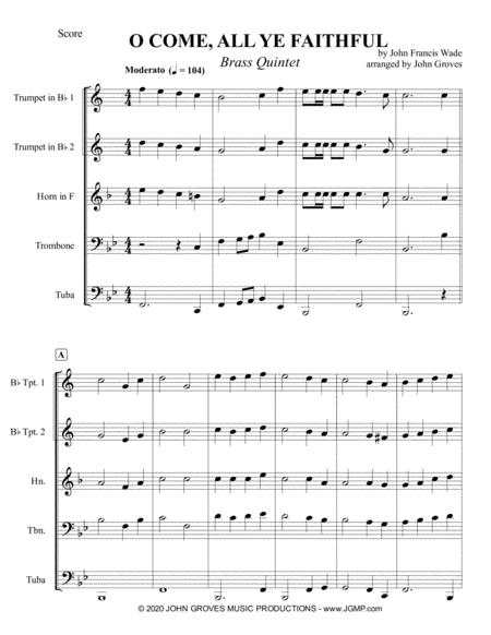 O Come All Ye Faithful Adeste Fideles Brass Quintet Page 2