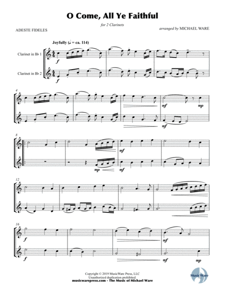 O Come All Ye Faithful Clarinet Duet Page 2