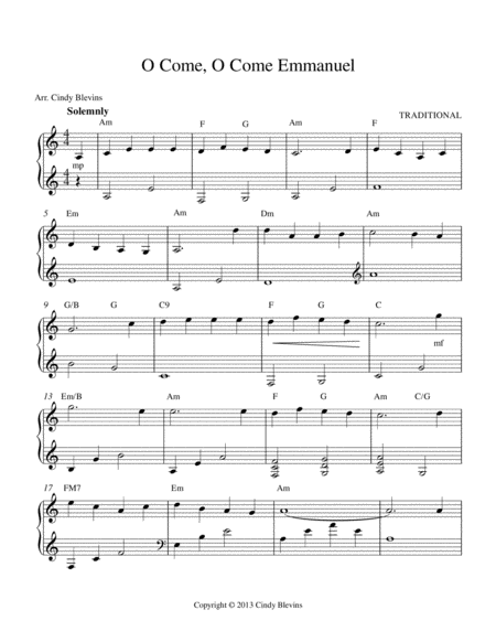 O Come O Come Emmanuel Arranged For Double Strung Harp Page 2