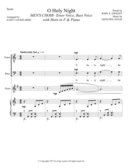 O Holy Night Mens Choir Tb With Horn In F Piano Score Parts Included Page 2