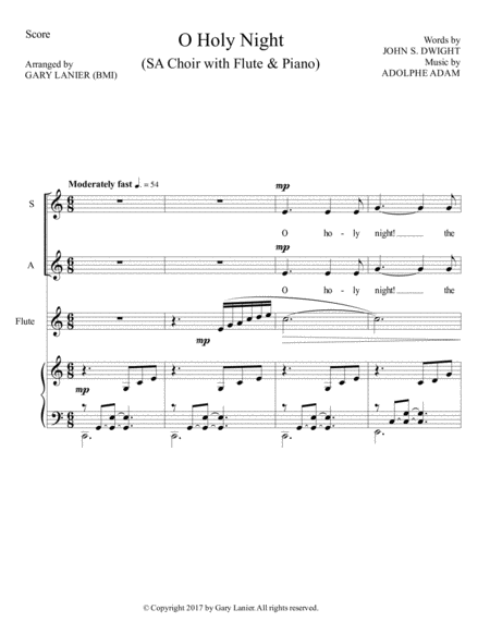 O Holy Night Sa Choir With Flute Piano Score Parts Included Page 2