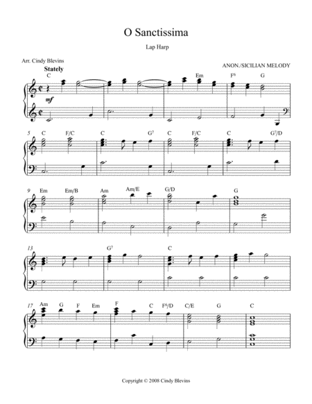 O Sanctissima Arranged For Lap Harp From My Book Feast Of Favorites Vol 3 Page 2