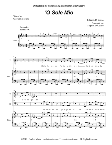 O Sole Mio Duet For Tenor And Bass Solo Page 2