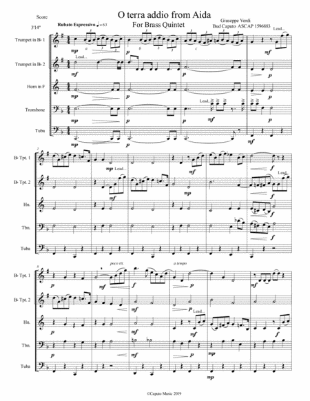 O Terra Addio From Aida For Brass Quintet Page 2