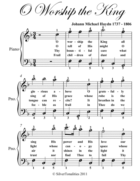 O Worship The King Easy Piano Sheet Music Page 2