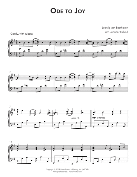 Ode To Joy Late Intermediate Lyrical Piano Page 2