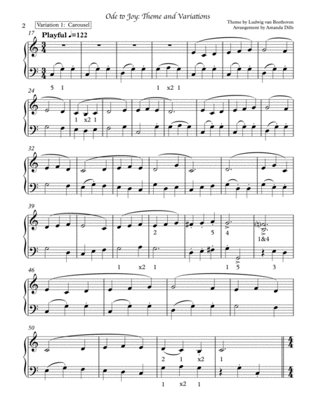 Ode To Joy Theme And Variations Easy Piano Page 2