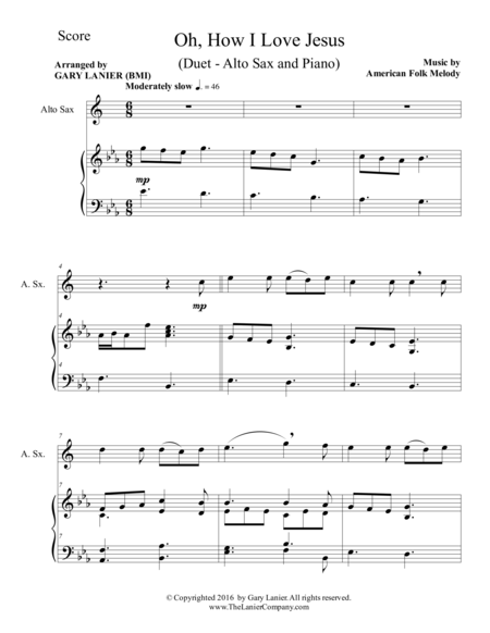 Oh How I Love Jesus Duet Alto Sax Piano With Parts Page 2