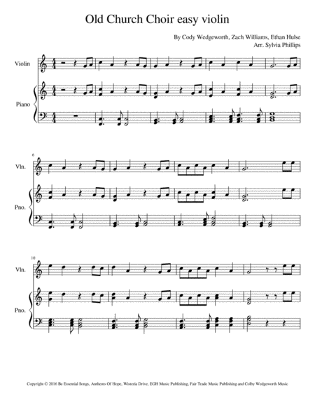 Old Church Choir For Easy Violin Piano Page 2