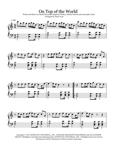 On Top Of The World Piano Solo Page 2