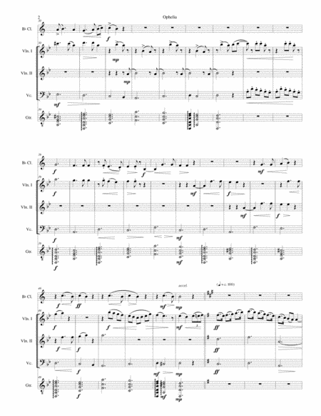 Ophelia For Clarinet 2 Violins Cello And Guitar Page 2