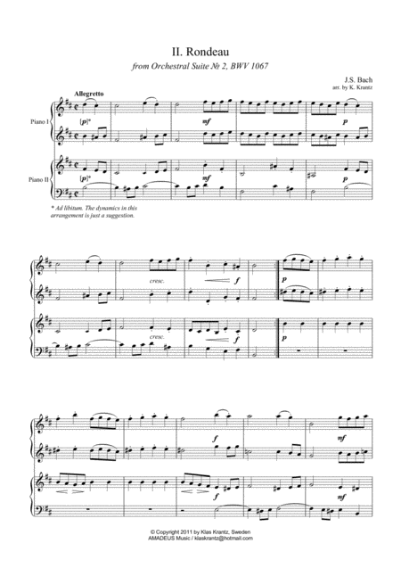 Orchestal Suite No 2 Bwv 1067 Mov 2 7 For Piano Duet Page 2