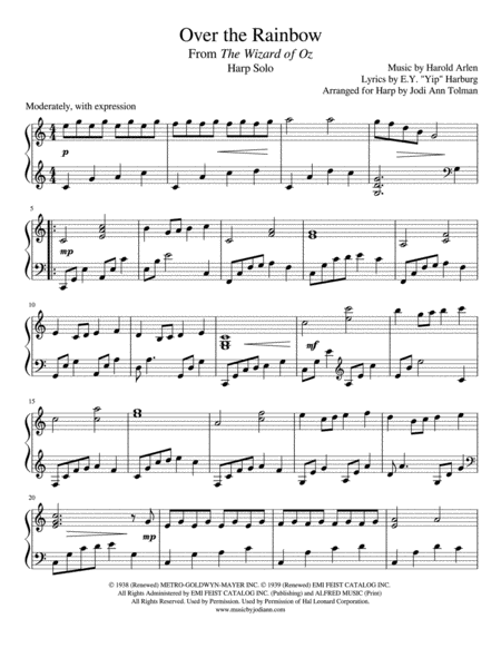 Over The Rainbow Harp Solo Page 2