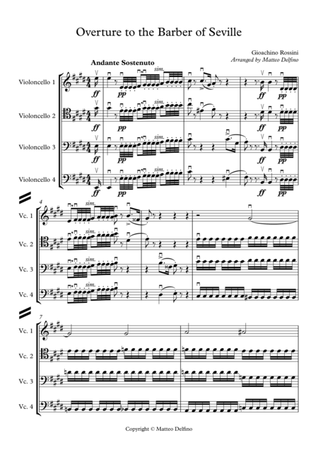 Overture To The Barber Of Seville Cello Quartet Page 2