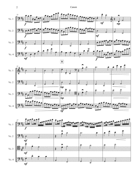 Pachelbel Canon In D For Four Intermediate Cellos Everybody Gets To Have Fun For Cello Quartet Page 2