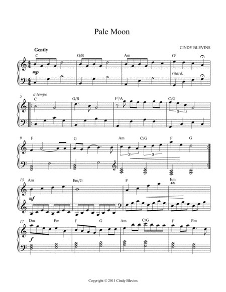 Pale Moon An Original Solo For Lever Or Pedal Harp Page 2