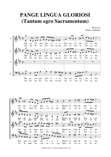 Pange Lingua Gloriosi Tantum Egro Sacramentum Tagliabue Chromatic Canon For Satb Choir Page 2