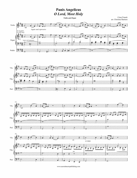 Panis Angelicus O Lord Most Holy For Violin And Organ Page 2