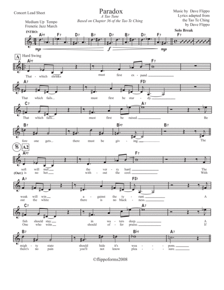 Paradox A Tao Tune Lead Sheets In C Bb And Eb Page 2