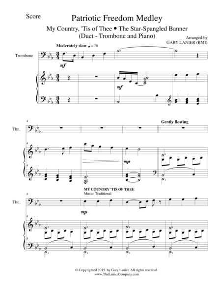 Patriotic Freedom Medley Duet Trombone And Piano Score And Parts Page 2