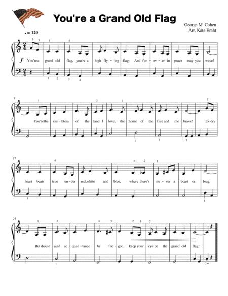 Patriotic Piano You Re A Grand Old Flag Hail To The Chief And Taps Easy Piano Page 2