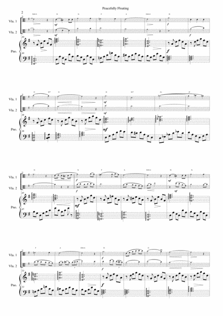 Peacefully Floating For 2 Violas And Piano And Optional Guitar Chords Page 2