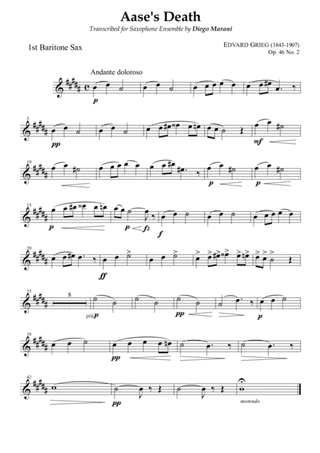 Peer Gynt Suite Op 46 No 1 For Saxophone Ensemble Baritone Sax 1 Page 2