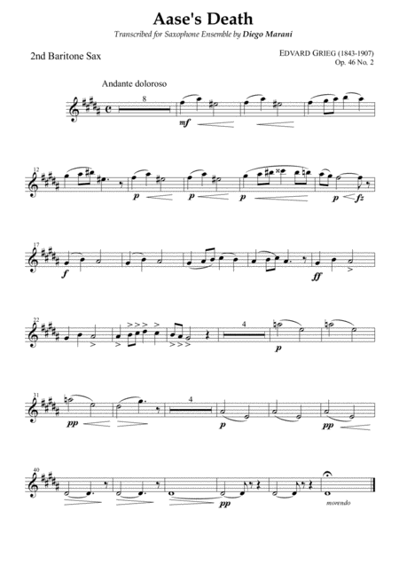 Peer Gynt Suite Op 46 No 1 For Saxophone Ensemble Baritone Sax 2 Page 2