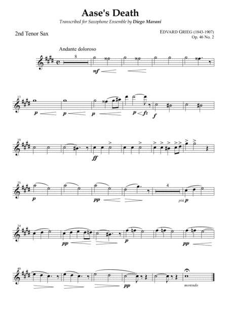 Peer Gynt Suite Op 46 No 1 For Saxophone Ensemble Tenor Sax 2 Page 2